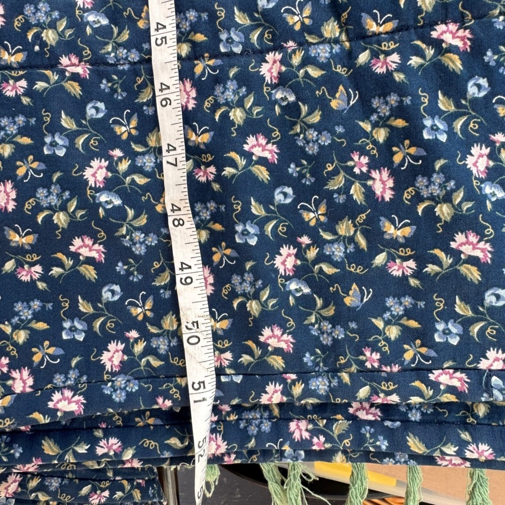 Handmade Vintage Quilt Queen Blue Red Lone Star Heart Floral Patchwork 82x102" - Picture 8 of 16